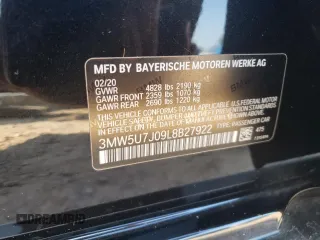 2020 BMW 3 Series M340i with VIN 3MW5U7J09L8B27922, listed as a Copart auction lot 68222584 with 51,220 mi miles and Salvage Title. Bid and sale history available at carsss.com. Image 14.