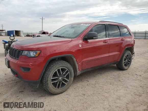 2018 Jeep Grand Cherokee Trailhawk with VIN 1C4RJFLGXJC477597, listed as a Copart auction lot 56338075 with 91,443 mi miles and Salvage title. Bid and sale history available at DreamBid. Image 1.