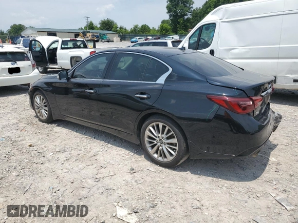 2021 Infiniti Q50 Luxe with VIN JN1EV7BR5MM752693, listed as a Copart auction lot 60027225 with 74,398 mi miles and Salvage title. Bid and sale history available at DreamBid. Image 2.
