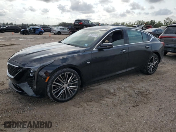 2025 Cadillac CT5 Premium Luxury with VIN 1G6DN5RW5S0100897, listed as a Copart auction lot 78741714 with 5,494 mi miles and Salvage title. Bid and sale history available at DreamBid. Image 1.