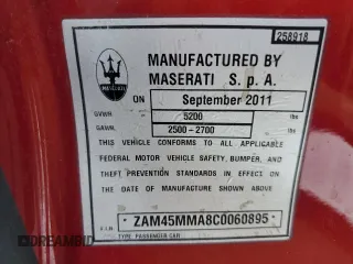2012 Maserati GranTurismo Convertible Sport with VIN ZAM45MMA8C0060895, listed as a Copart auction lot 44561645 with 82,931 mi miles and Clean Title. Bid and sale history available at carsss.com. Image 12.