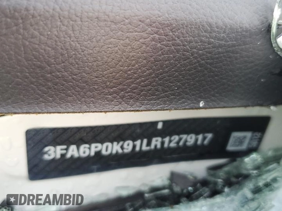 2020 Ford Fusion Titanium with VIN 3FA6P0K91LR127917, listed as a Copart auction lot 58158165 with Not provided miles and Non repairable. Bid and sale history available at DreamBid. Image 13.