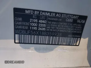 2008 Mercedes-Benz E 350 Luxury z VIN WDBUF56X18B359938, wystawiony jako IAAI lot #41999365 z przebiegiem 148 513 mil mil oraz . Historia ofert i sprzedaży dostępna na DreamBid. Obrazek 9.