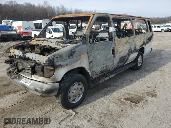 1996 Ford Econoline Wagon Super Custom z VIN 1FBJS31H5THA13695, wystawiony jako Copart lot #42136035 z przebiegiem Nie podano mil oraz Szkody całkowita. Historia ofert i sprzedaży dostępna na DreamBid. Obrazek 1.