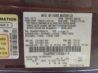 2015 Ford Fusion SE with VIN 3FA6P0H71FR306114, listed as a IAAI auction lot 41880822 with 173,803 mi miles and . Bid and sale history available at DreamBid. Image 9.