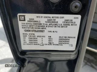 2005 Chevrolet Tahoe LS z VIN 1GNEK13T55J220027, wystawiony jako Copart lot #55287955 z przebiegiem 143 271 mil mil oraz Szkoda całkowita • Salvage title. Historia ofert i sprzedaży dostępna na DreamBid. Obrazek 13.