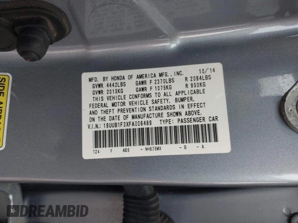 2015 Acura TLX with VIN 19UUB1F3XFA006489, listed as a IAAI auction lot 41352507 with 121,710 mi miles. Bid and sale history available at carsss.com. Image 9.