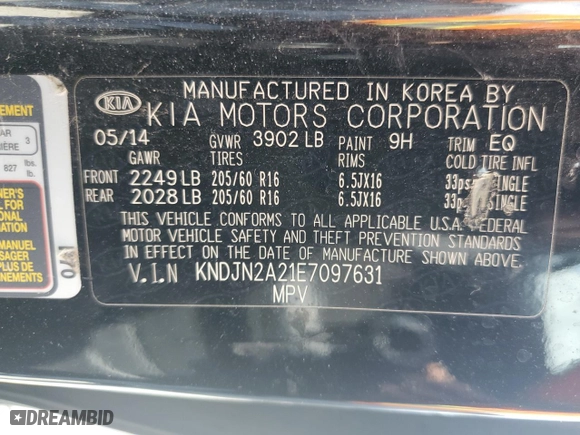 2014 Kia Soul with VIN KNDJN2A21E7097631, listed as a Copart auction lot 50556625 with 138,691 mi miles and Clean Title. Bid and sale history available at carsss.com. Image 12.