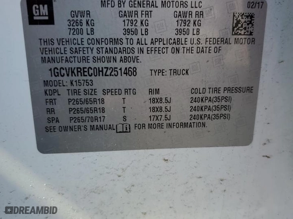 2017 Chevrolet Silverado 1500 LT with VIN 1GCVKREC0HZ251468, listed as a Copart auction lot 48119885 with 95,912 mi miles and Salvage Title. Bid and sale history available at carsss.com. Image 13.