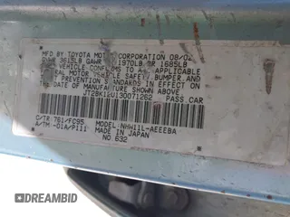 2003 Toyota Prius z VIN JT2BK12U130071262, wystawiony jako IAAI lot #42333933 z przebiegiem 314 553 mil mil oraz . Historia ofert i sprzedaży dostępna na DreamBid. Obrazek 9.