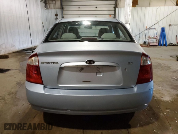 2005 Kia Spectra LX with VIN KNAFE121955160165, listed as a Copart auction lot 74695764 with 160,670 mi miles and Salvage Title. Bid and sale history available at carsss.com. Image 6.