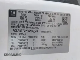 2011 Chevrolet Silverado 1500 LTZ with VIN 3GCPKTE22BG136343, listed as a IAAI auction lot 42056685 with 188,066 mi miles and . Bid and sale history available at DreamBid. Image 9.