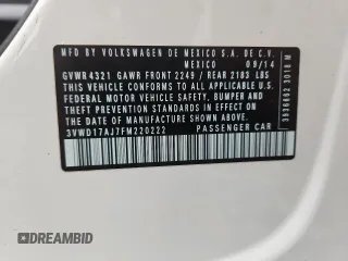 2015 Volkswagen Jetta SE z VIN 3VWD17AJ7FM220222, wystawiony jako Copart lot #62866345 z przebiegiem 68 273 mil mil oraz Szkoda całkowita • Salvage title. Historia ofert i sprzedaży dostępna na DreamBid. Obrazek 12.