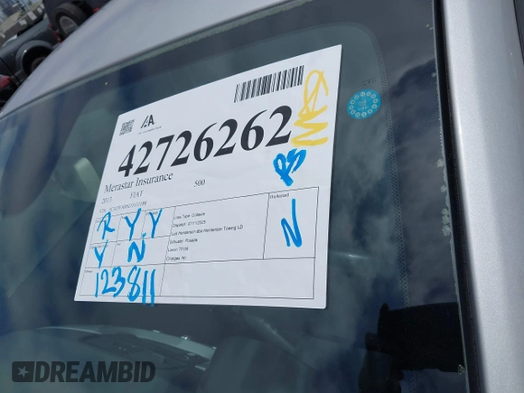 2013 FIAT 500 Pop with VIN 3C3CFFAR6DT633188, listed as a IAAI auction lot 42726262 with 123,811 mi miles and . Bid and sale history available at DreamBid. Image 12.