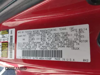 2014 Toyota Tacoma with VIN 5TFUX4EN7EX027719, listed as a IAAI auction lot 41922936 with 163,047 mi miles and . Bid and sale history available at DreamBid. Image 9.