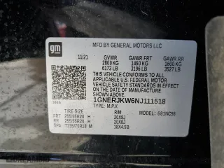 2022 Chevrolet Traverse RS with VIN 1GNERJKW6NJ111518, listed as a Copart auction lot 77961484 with 0 mi miles and Non Repairable. Bid and sale history available at carsss.com. Image 13.