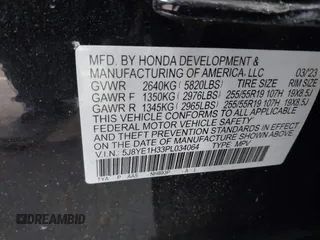 2023 Acura MDX с VIN 5J8YE1H33PL034064, выставлен на аукционе IAAI как лот 41745826 с пробегом Не указан миль и . История ставок и продаж доступна на DreamBid. Изображение 9.
