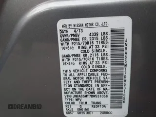 2013 Nissan Rogue SL with VIN JN8AS5MT7DW531056, listed as a IAAI auction lot 41951077 with 87,747 mi miles. Bid and sale history available at carsss.com. Image 9.