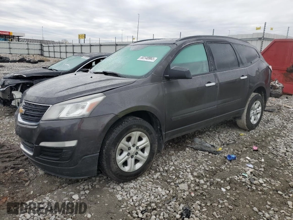 2017 Chevrolet Traverse LS z VIN 1GNKRFED5HJ321204, wystawiony jako Copart lot #44148965 z przebiegiem 90 289 mil mil oraz Szkoda całkowita • Salvage title. Historia ofert i sprzedaży dostępna na DreamBid. Obrazek 1.