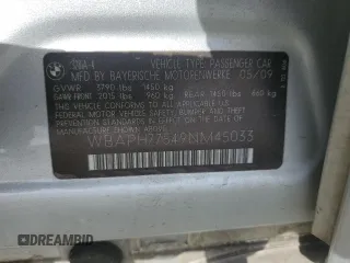 2009 BMW 3 Series 328i with VIN WBAPH77549NM45033, listed as a Copart auction lot 47750835 with 195,780 mi miles and Salvage Title. Bid and sale history available at carsss.com. Image 14.