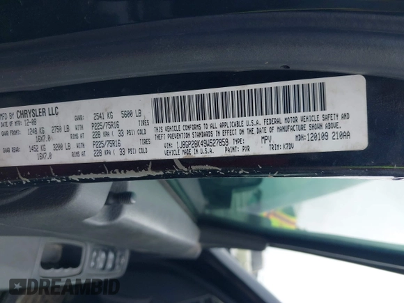 2009 Jeep Liberty Sport z VIN 1J8GP28K49W527859, wystawiony jako IAAI lot #42303957 z przebiegiem 288 873 mil mil oraz . Historia ofert i sprzedaży dostępna na DreamBid. Obrazek 9.