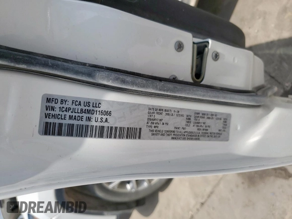 2021 Jeep Cherokee Latitude Plus with VIN 1C4PJLLB4MD116066, listed as a Copart auction lot 58583985 with 69,390 mi miles and Salvage title. Bid and sale history available at DreamBid. Image 13.