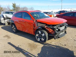 2024 Hyundai Kona SEL with VIN KM8HBCABXRU096414, listed as a IAAI auction lot 41309208 with 7,765 mi miles and . Bid and sale history available at carsss.com. Image 1.