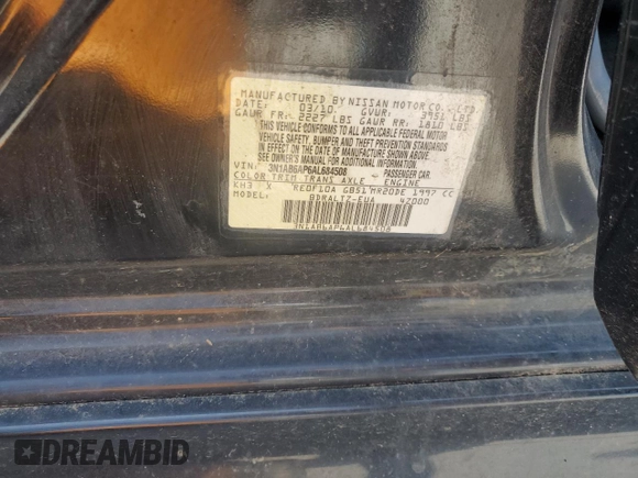 2010 Nissan Sentra 2.0 with VIN 3N1AB6AP6AL684508, listed as a Copart auction lot 65397465 with 102,204 mi miles and Salvage title. Bid and sale history available at DreamBid. Image 12.