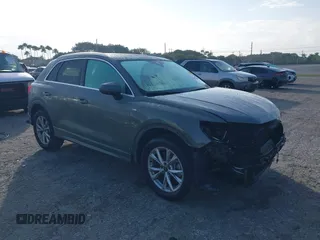 2021 Audi Q3 S line Premium with VIN WA1DECF34M1097994, listed as a IAAI auction lot 41467558 with 33,298 mi miles. Bid and sale history available at carsss.com. Image 1.