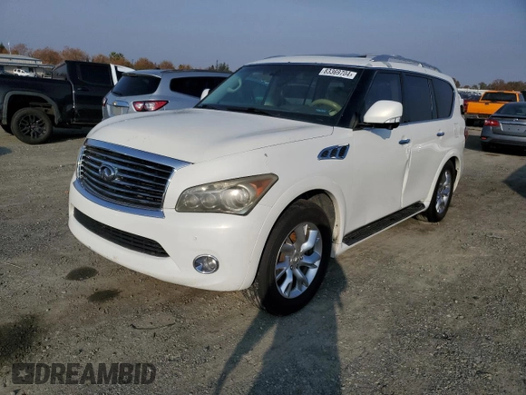 2011 Infiniti QX56 7-passenger with VIN JN8AZ2NF6B9502503, listed as a Copart auction lot 83369704 with Not provided miles and Salvage title. Bid and sale history available at DreamBid. Image 1.