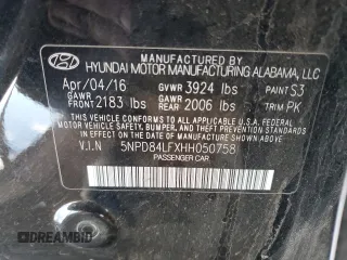 2017 Hyundai Elantra SE z VIN 5NPD84LFXHH050758, wystawiony jako Copart lot #59413985 z przebiegiem 257 151 mil mil oraz Czysty tytuł • Clean title. Historia ofert i sprzedaży dostępna na DreamBid. Obrazek 12.