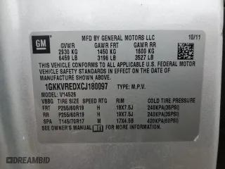 2012 GMC Acadia SLT1 with VIN 1GKKVREDXCJ180097, listed as a Copart auction lot 78930134 with 188,307 mi miles and Clean Title. Bid and sale history available at carsss.com. Image 13.