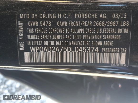 2013 Porsche Panamera S Hybrid с VIN WP0AD2A75DL045374, выставлен на аукционе Copart как лот 75343984 с пробегом 99 047 миль миль и Чистый • Clean title. История ставок и продаж доступна на DreamBid. Изображение 12.
