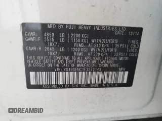2015 Subaru Outback Limited z VIN 4S4BSENC1F3272143, wystawiony jako Copart lot #61612705 z przebiegiem 141 976 mil mil oraz Szkoda całkowita • Salvage title. Historia ofert i sprzedaży dostępna na DreamBid. Obrazek 12.