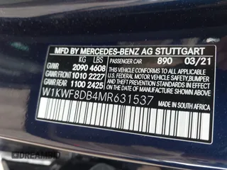 2021 Mercedes-Benz C 300 with VIN W1KWF8DB4MR631537, listed as a IAAI auction lot 42435864 with 11,807 mi miles and . Bid and sale history available at DreamBid. Image 9.