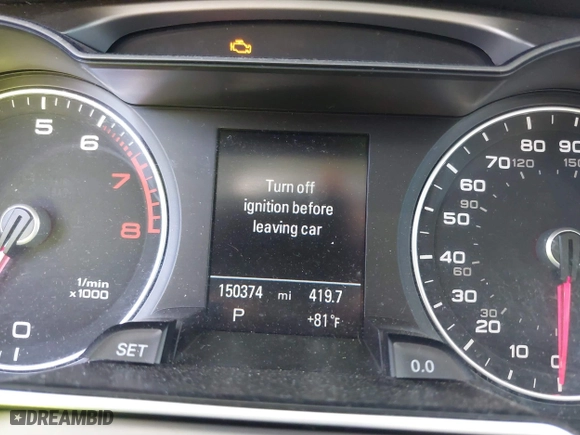 2014 Audi A4 Premium Plus with VIN WAUFFAFLXEN036625, listed as a IAAI auction lot 41876874 with 150,374 mi miles. Bid and sale history available at carsss.com. Image 7.