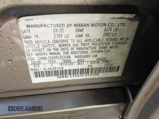 2005 Nissan Altima 3.5 SE with VIN 1N4BL11DX5C353106, listed as a IAAI auction lot 41833288 with 148,146 mi miles. Bid and sale history available at carsss.com. Image 9.