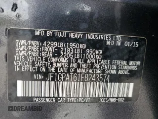 2015 Subaru Impreza Special Sports Premium z VIN JF1GPAT61F8243574, wystawiony jako Copart lot #55315115 z przebiegiem 64 938 mil mil oraz Szkoda całkowita • Salvage title. Historia ofert i sprzedaży dostępna na DreamBid. Obrazek 12.