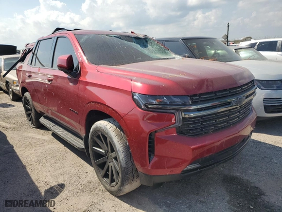 2022 Chevrolet Tahoe RST with VIN 1GNSKRKLXNR128058, listed as a Copart auction lot 76407744 with 0 mi miles and Salvage Title. Bid and sale history available at carsss.com. Image 4.