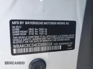 2012 BMW 7 Series 750i xDrive with VIN WBAKC6C54CDX99334, listed as a Copart auction lot 45408845 with Not provided miles and Salvage title. Bid and sale history available at DreamBid. Image 14.