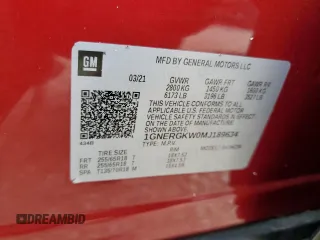 2021 Chevrolet Traverse LT Cloth z VIN 1GNERGKW0MJ189634, wystawiony jako Copart lot #58873255 z przebiegiem Nie podano mil oraz Nie do naprawy • Non repairable. Historia ofert i sprzedaży dostępna na DreamBid. Obrazek 14.