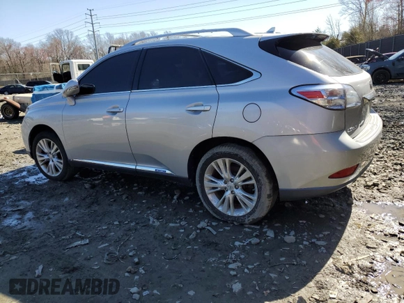 2010 Lexus RX 450h with VIN JTJBC1BA9A2409340, listed as a Copart auction lot 50181495 with 106,705 mi miles and Salvage Title. Bid and sale history available at DreamBid. Image 2.