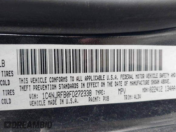 2015 Jeep Patriot High Altitude with VIN 1C4NJRFB0FD272338, listed as a IAAI auction lot 41448363 with 131,170 mi miles and . Bid and sale history available at carsss.com. Image 9.