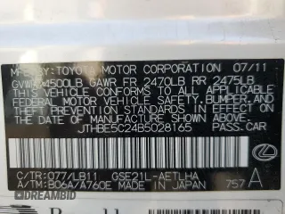 2011 Lexus IS 350 with VIN JTHBE5C24B5028165, listed as a Copart auction lot 85697574 with 76,306 mi miles and Salvage Title. Bid and sale history available at carsss.com. Image 13.
