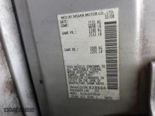 2009 Nissan Maxima 3.5 SV w/Sport Pkg with VIN 1N4AA51E39C828666, listed as a IAAI auction lot 41660090 with 1 mi miles. Bid and sale history available at carsss.com. Image 9.