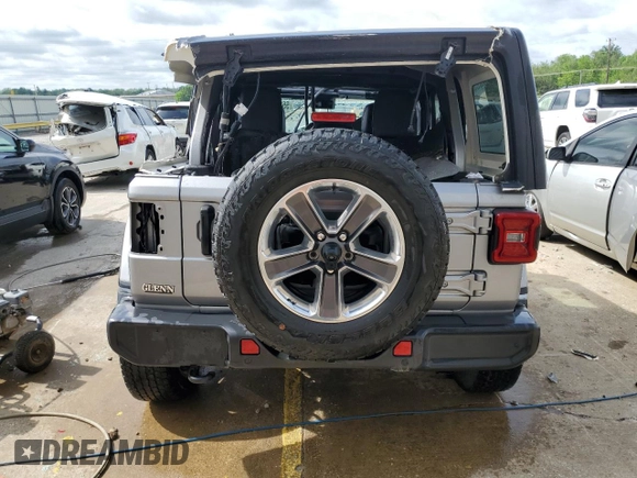 2020 Jeep Wrangler Unlimited Sahara with VIN 1C4HJXEG7LW297722, listed as a Copart auction lot 55295025 with 69,064 mi miles and Salvage title. Bid and sale history available at DreamBid. Image 6.