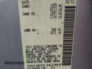 2015 Nissan Altima SV with VIN 1N4AL3AP2FC262964, listed as a Copart auction lot 51141065 with 84,526 mi miles and Salvage Title. Bid and sale history available at DreamBid. Image 12.