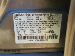 2004 Nissan Altima S with VIN 1N4AL11E74C140522, listed as a Copart auction lot 48982855 with 183,041 mi miles and Salvage title. Bid and sale history available at DreamBid. Image 12.