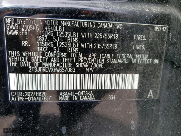 2017 Toyota RAV4 SE with VIN 2T3JFREVXHW657083, listed as a Copart auction lot 49790345 with 83,648 mi miles and Salvage Title. Bid and sale history available at carsss.com. Image 13.