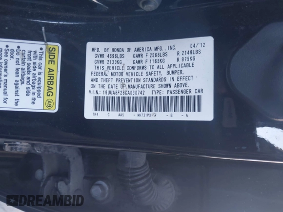 2012 Acura TL Auto z VIN 19UUA8F28CA030742, wystawiony jako IAAI lot #41870304 z przebiegiem 175 670 mil mil oraz . Historia ofert i sprzedaży dostępna na DreamBid. Obrazek 9.